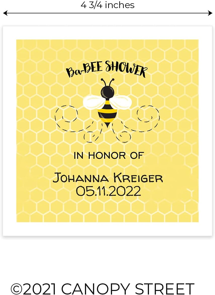 Baby Bee Personalized Baby Shower Beverage Napkins / 100 Custom Cocktail Napkins/Adorable Honey Bee Napkin Design/Surprise Baby Shower Party Supplies