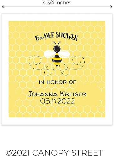 Miniatura 5 de Baby Bee - Servilletas de bebida personalizadas para baby shower, 100 servilletas de cóctel personalizadas, adorable diseño de servilleta de abeja
