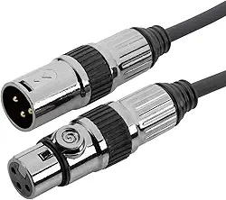 Cabos & Plugs - Cabo de Microfone 1.5m XLR Macho - Fêmea, 20AWG Plugues de Metal, Alta Fidelidade, Balanceado, Pinos Banhados a Ouro, 150cm, Cobre Oxygen Free (1.5m, 1)