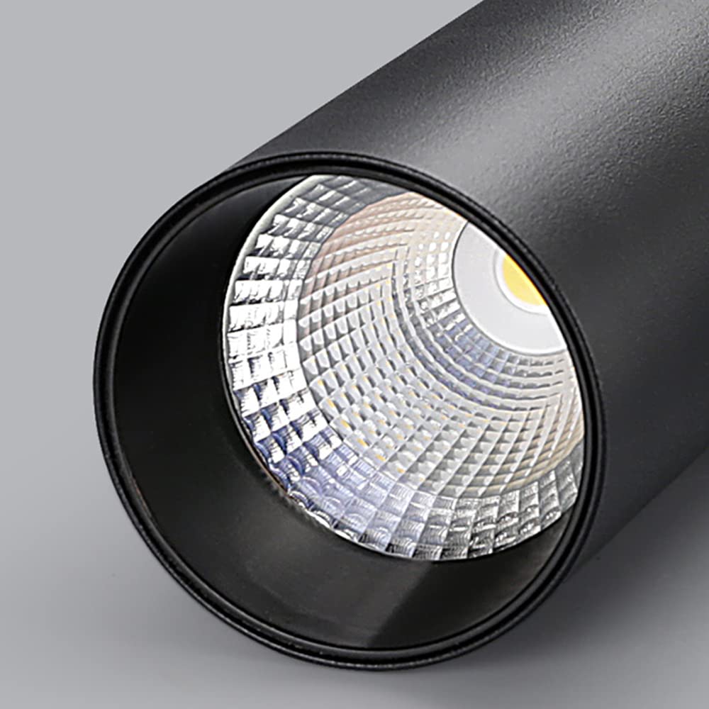 Lámpara Colgante Moderna LED Negra de un Solo Cabezal, lámpara de araña de Tubo Largo de Aluminio para Dormitorio, focos empotrables de suspensión cilíndricos/6 * 30cm/WH/6
