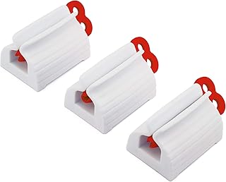 LUTER 3 Pcs Rolling Tube Toothpaste Squeezer Dispenser Bathroom Toothpaste Creams Ointment and Pastes Holder Multi Purpose (Red)…