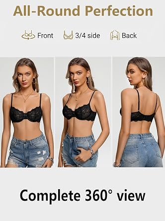 Avidlove Women's Lace Bra Sexy Balconette Bras Unlined Lingerie A-D, S-2XL