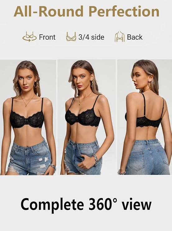 Avidlove Women's Lace Bra Sexy Balconette Bras Unlined Lingerie A-D, S-2XL