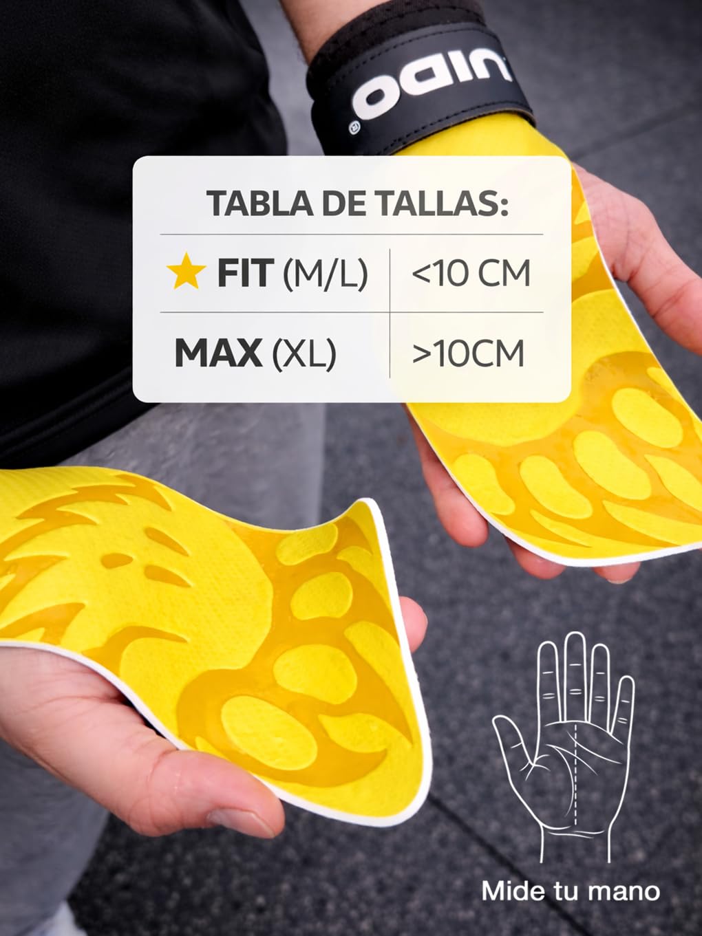 RUIDO Artemis Grips – Calleras para Crossfit sin Magnesio, Guantes Gimnasio Hombre y Mujer, Diseño Fibra de Carbono Muñequeras Gym, Calleras Crossfit para Dominadas, Mancuernas y Barra — view 6