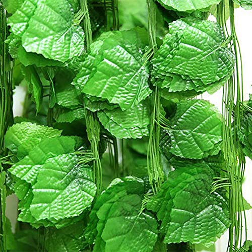 Gsdviyh36 12Pcs Artificial Plant Grape Leaves Hanging Garland Fake Vine Wedding Decoration, Fake Flowers Artificial Greenery For Home Garden Party Wedding Decoration Green #TOP2
