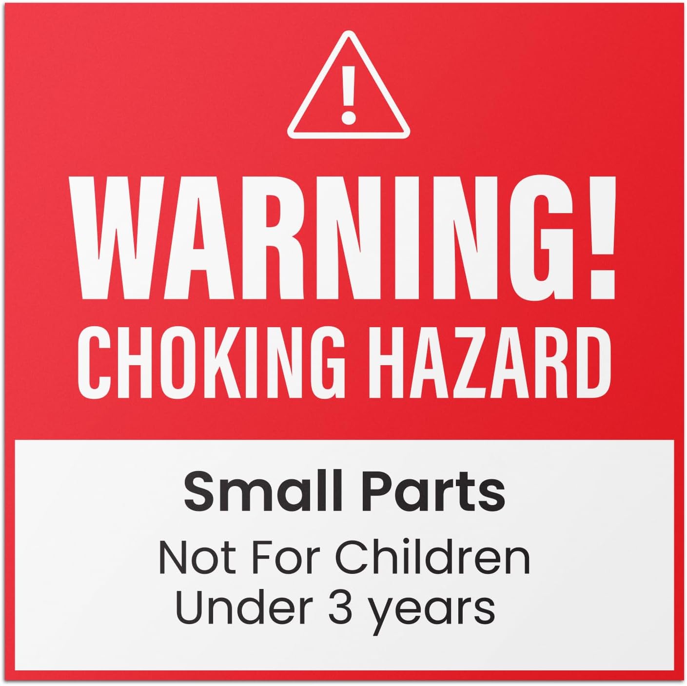 Warning Choking Hazard Label, 2 x 1 inch, 600 Labels | Red/White, Small Parts Not For Children Under 3 Years, Product Safety Label, Stickers