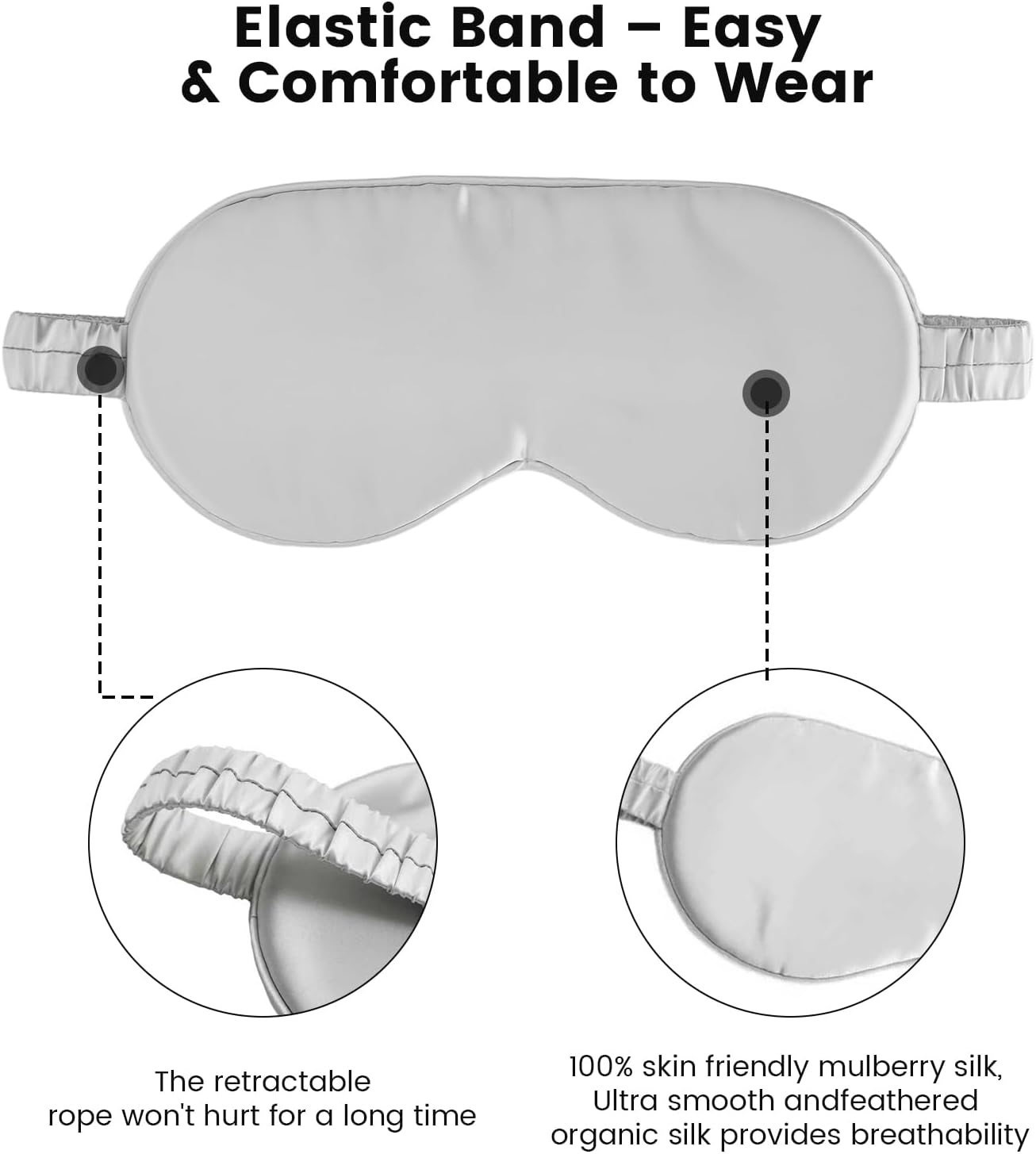 Formé & Found Formé & Found Luxury Silk Sleep Mask, 100% 6A Mulberry Silk Eye Mask for Sleeping, 22 Momme Weighted Sleep Mask for Men & Women, Eye Mask for Sleep, Blackout Sleeping Mask (Silver)