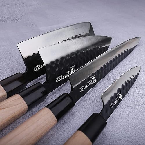 Vista 21 de WILDMOK Cuchillo Nakiri para zurdos de 7 pulgadas, cuchillo alemán de acero inoxidable para cortar verduras, cuchillo de chef asiático Usuba