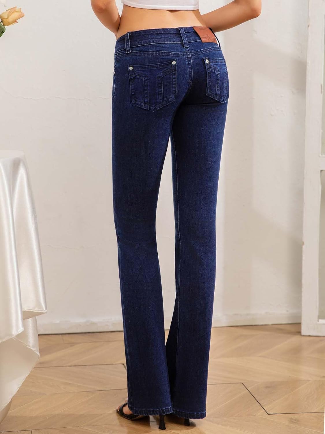 Women's Super Low Rise Stretchy Flared Jeans Slim Fit for Flattering Silhouette Boo... - Image 2