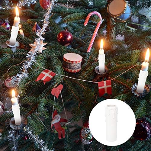 18Pcs Candle Drip Sleeves, Jubaopen White Plastic Candle Drips Candle Bulb Covers for Light Fittings Chandelier Wall Light Pendant Light Fittings Replacement Christmas Decoration (100mmx25mm)