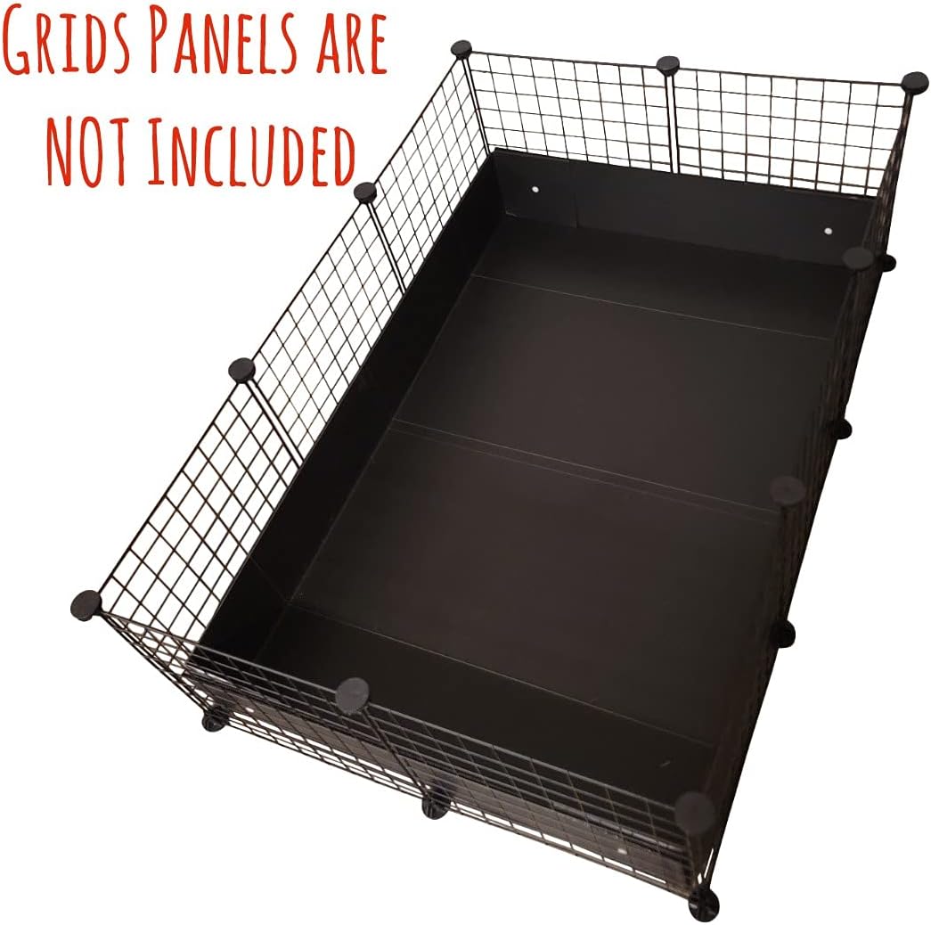 Corrugated Plastic Cage Liner Base for Guinea Pig C&C Cage - for use with 13.8" Grids ONLY! NOT Measured by Feet- Used with Grid Cages for Guinea Pigs, Hedgehogs, and Rabbits (2x3, Black)