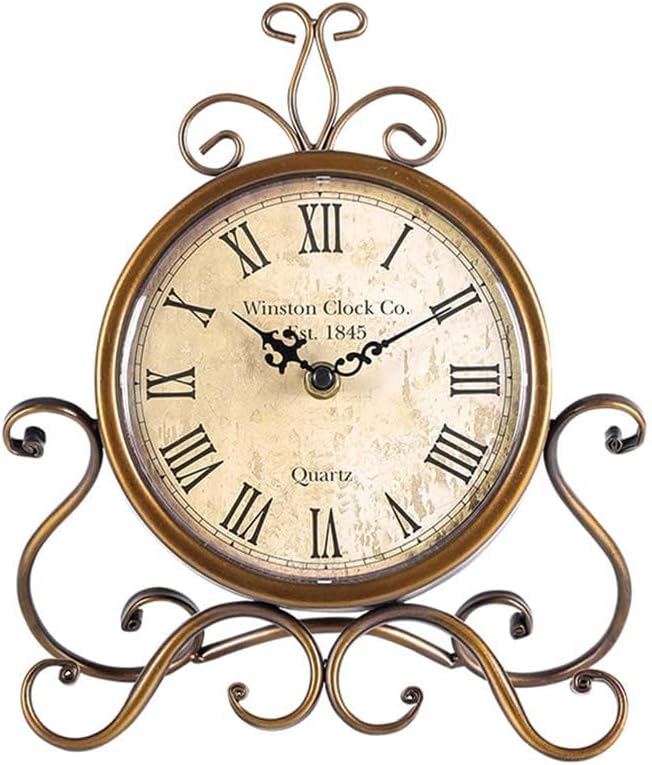 Vista 6 de Reloj despertador retro vintage, funciona con pilas, segundo movimiento de barrido silencioso, material de metal y vidrio HD, no hace tictac