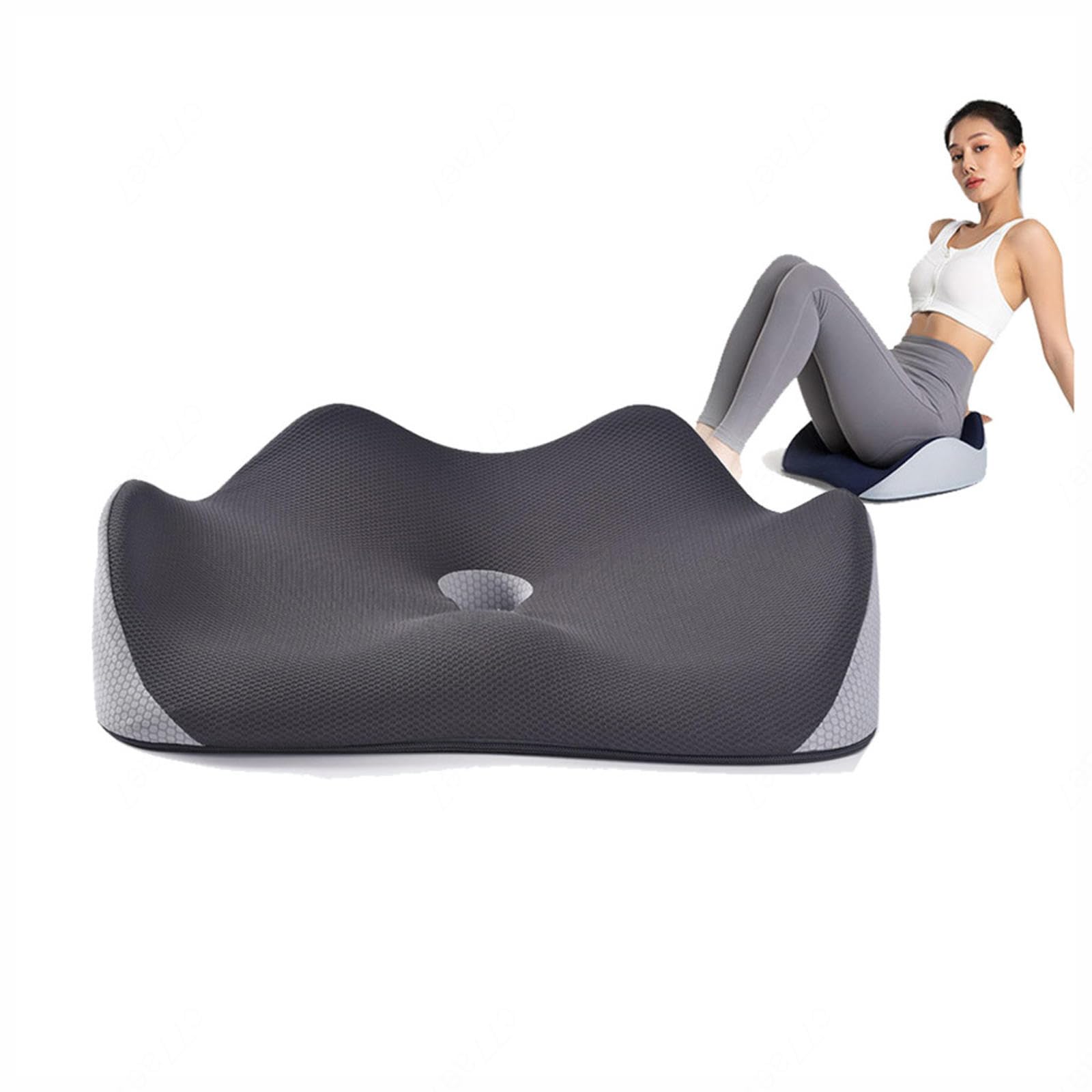 Cuscino antidecubito, Cuscino per Seduta in Memory Foam Lavabile ergonomico, Cuscino per Nervo sciatico per Anca, coccige, coccige, Sciatica, A-Grigio