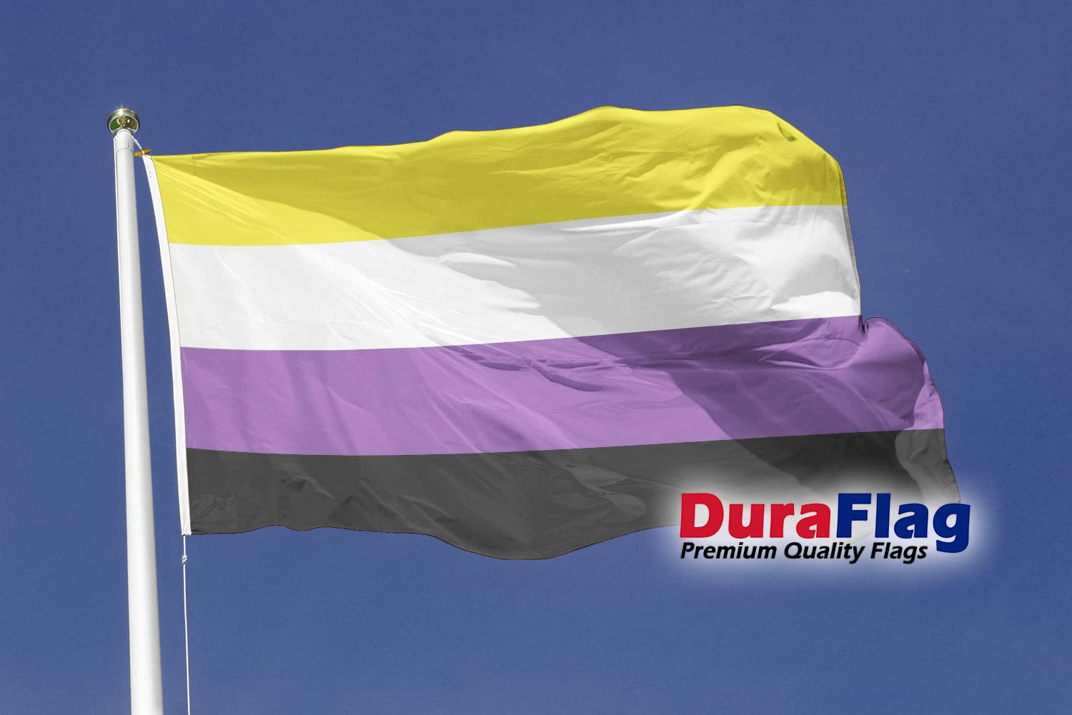 DuraFlag Non-Binary Small Courtesy 20x12" Rope and Toggled Premium Quality 50x30cm Flag
