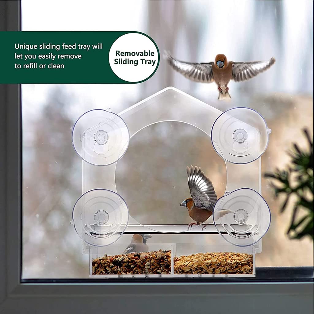 Cámara de comedero de pájaros para ventana 2 en 1, alimentador de pajarera con cámara espía HD Mini 1080p WiFi juntos, para observación de aves, capturar fotos, compatible con teléfono celular, tarj