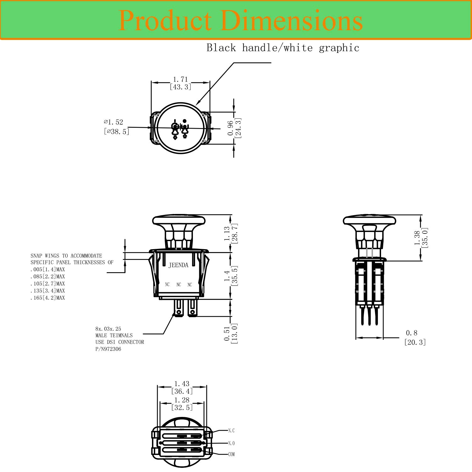 JEENDA PTO Switch 430-095 95-7489 93-9998 Compatible with