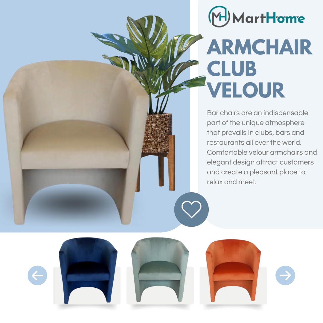 MartHome Cocktailsessel Club Tom Velour - Sessel für Wohnzimmer, Büro, Hotel
