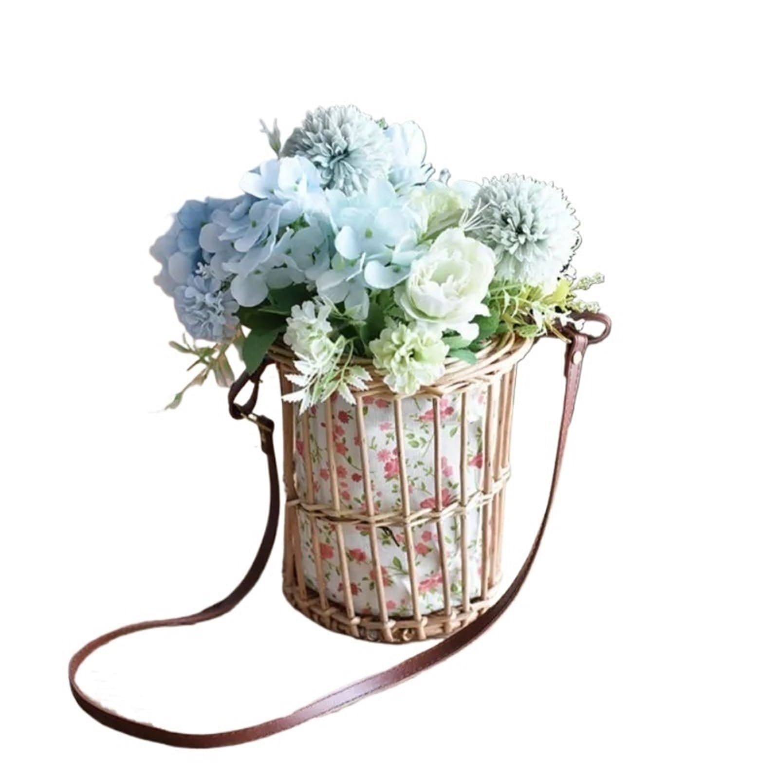 DUNSBY Woven Planter Rattan Flower Basket Handmade Wicker Planter With Liner And Handle Woven Storage For Home Wedding Garden Decor(A)