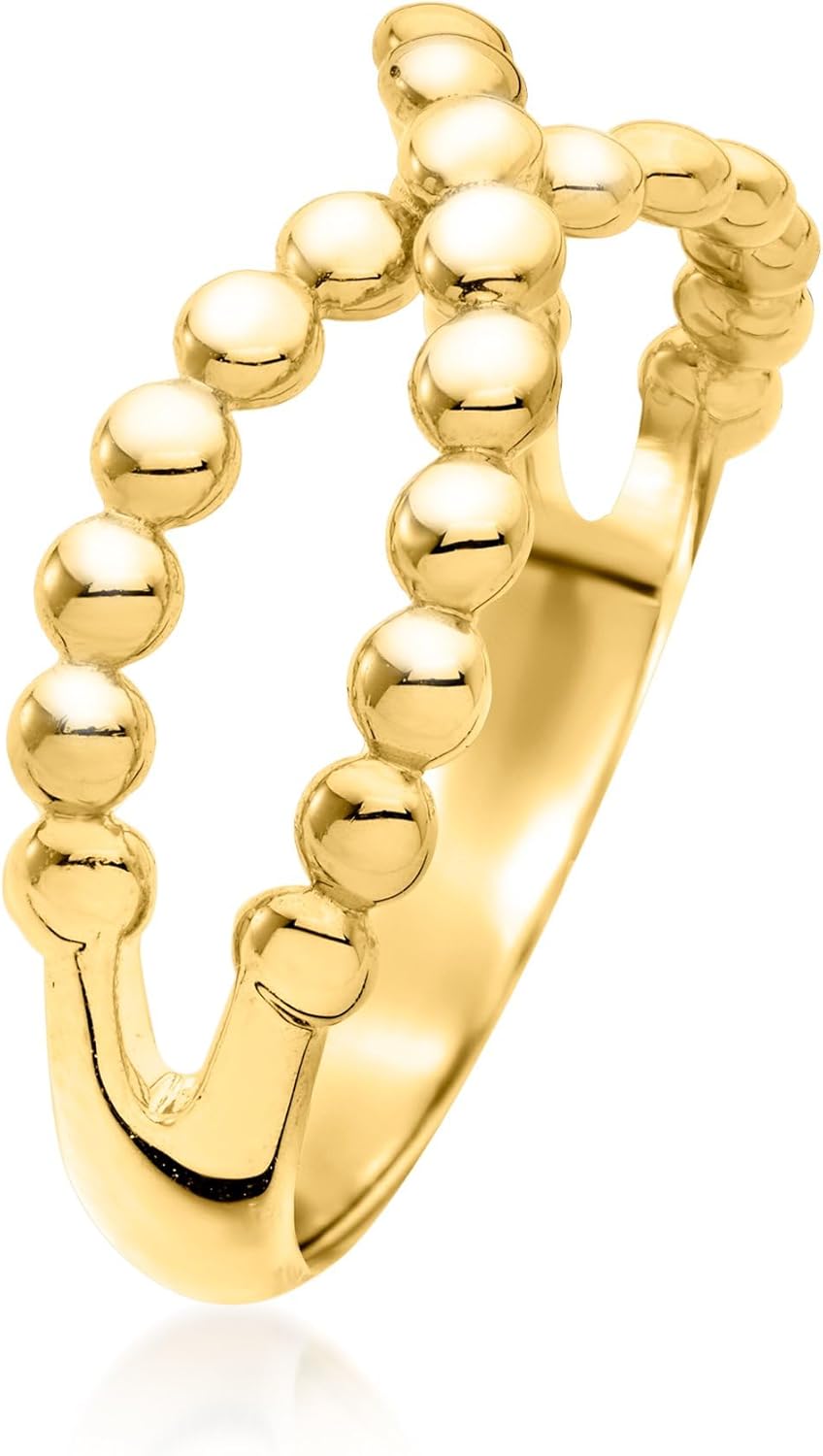 Pure Collection by Ross-Simons 18kt Gold Over Sterling Crisscross Bead Ring