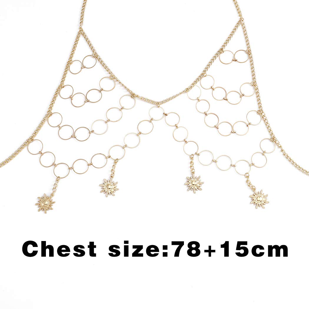 Sethain Boho Cuerpo Cadena Sostén Oro Borla Cadenas Colgante Accesorios para el cuerpo Circulo Joyería para mujeres y niñas