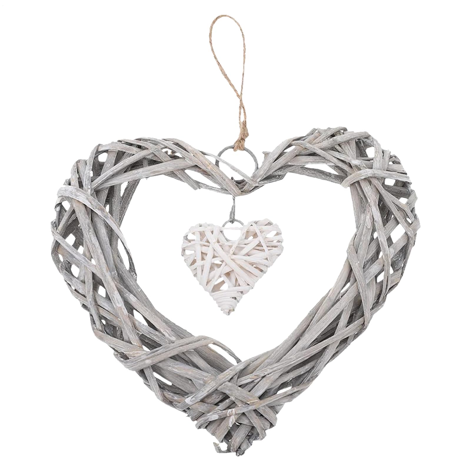 Couronne en osier en forme de cœur 20x19 cm à suspendre pour décoration de chambre