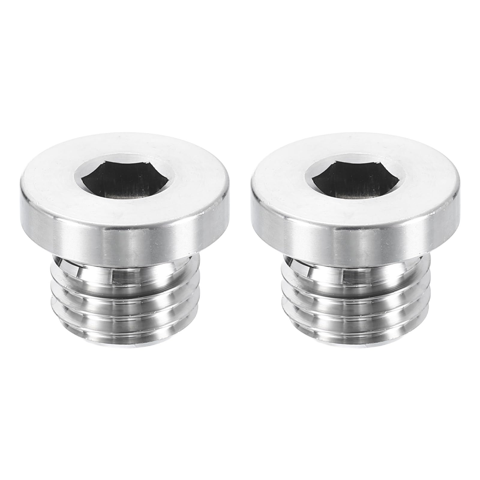 QUARKZMAN 2Pcs 304 Inox Acier Tuyau Bouchon Raccord M16x2 Métrique Mâle Filetage Intérieur Hexagonal Tête Bouchon Hexagonal Tête Bonde Bouchons Raccords avec Joint Bague