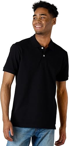 LAPASA Polo para hombre de algodón piqué clásico y activo camiseta de manga corta absorbe la humedad Golf Tenis ligero M19M131