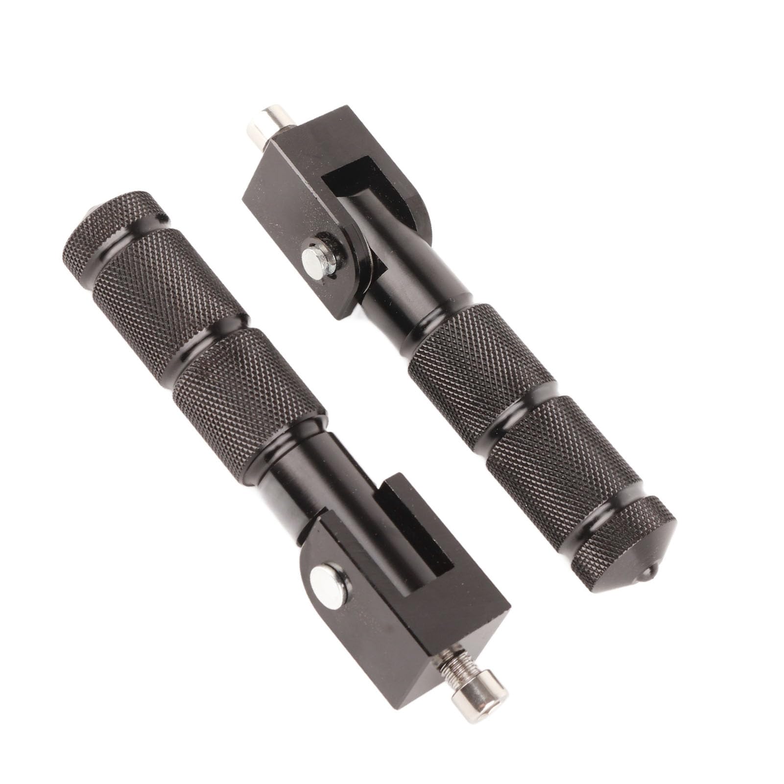 Aramox Motorrad-Fußrasten, 2-teilige Universal-Aluminiumpedale für Motorrad-Elektroautos 8MM 90-Grad-Klappstange(schwarz)