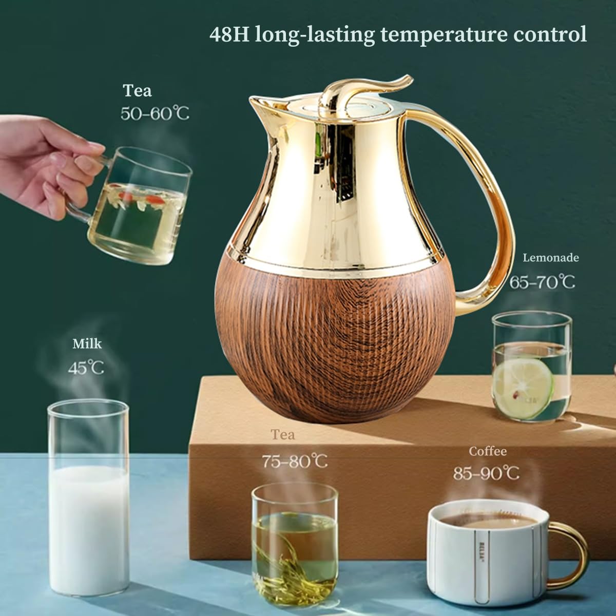 Jarra Térmica 1 Litro Hervidores Al Vacío Aislados Jarras De Café Termo De Vacío Para Mantener El Líquido Caliente Y Frío, Mantiene Caliente 24 Horas(/White)