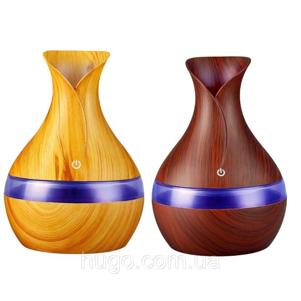 mobigon Wood Cool Mist Ultrasonic Humidifier for Room Moisture, Aroma Diffuser for Home, 300ml Essential Oil Diffuser with 7 Colorful Night Light, Auto Shut-Off, Home, Office, car (C.Light Brown)