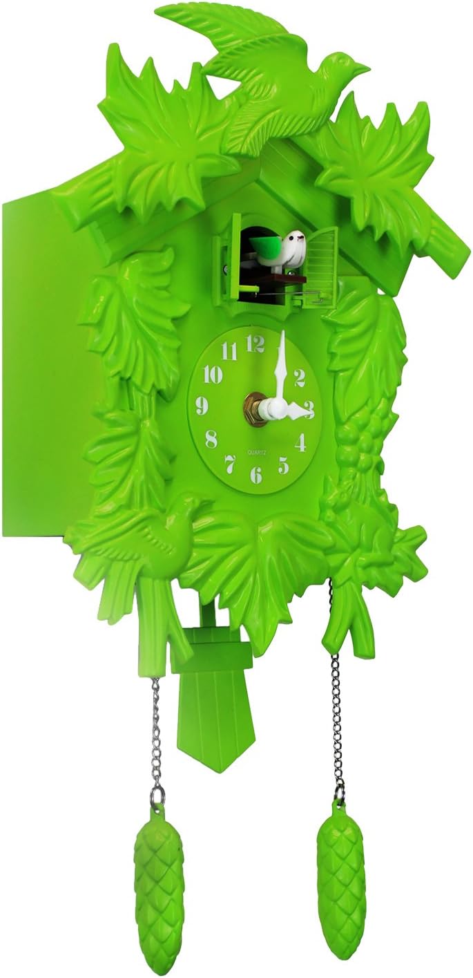Walplus 20x37 cm Cuckoo Clock Wall Home Decoration DIY Living Bedroom Office Décor Plastic Kids Room Gift, Green