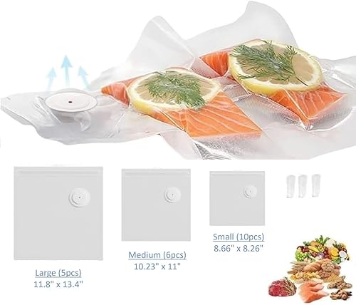 Miniatura 6 de Bolsas de sellado al vacío para almacenamiento de alimentos (21 piezas - 3 tamaños SML)