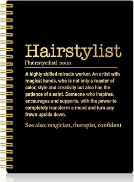 XQLZY Hairstylist Definition Black Gold Spiral Notebook for Hairdresser, Hairstylist Journal Gifts for Women Men, Appreciation Prsent, Thanksgiving Birthday Prsent or Coworker Friend