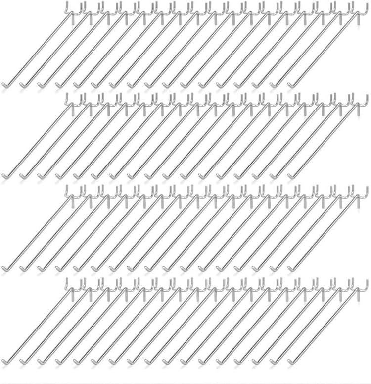 Pack of 5 Heavy Duty Pegboard Hooks – 4 Inch Metal Peg Board Shelving Hook – Chrome Pegboard Display Hooks for Garage Storage & Retail Store Fixtures