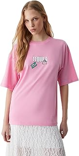 Grimelange Caıtlyn Kadın Oversize Bisiklet Yaka T-Shirt