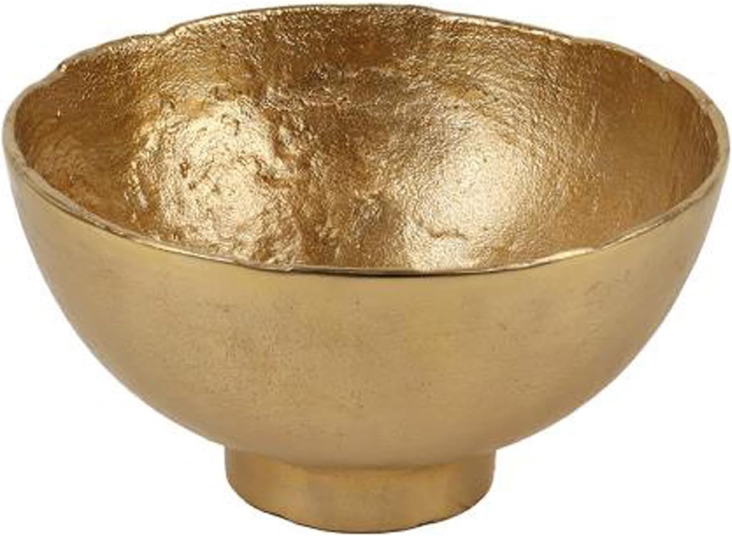 IHI EST. 1986 Antique Gold Pedestal Bowl, 12 Inch Aluminum Decorative Centerpiece Bowl, Large Footed Serving Bowl for Fruit Orbs Potpourri and Tabletop Décor, Metallic Accent Dish