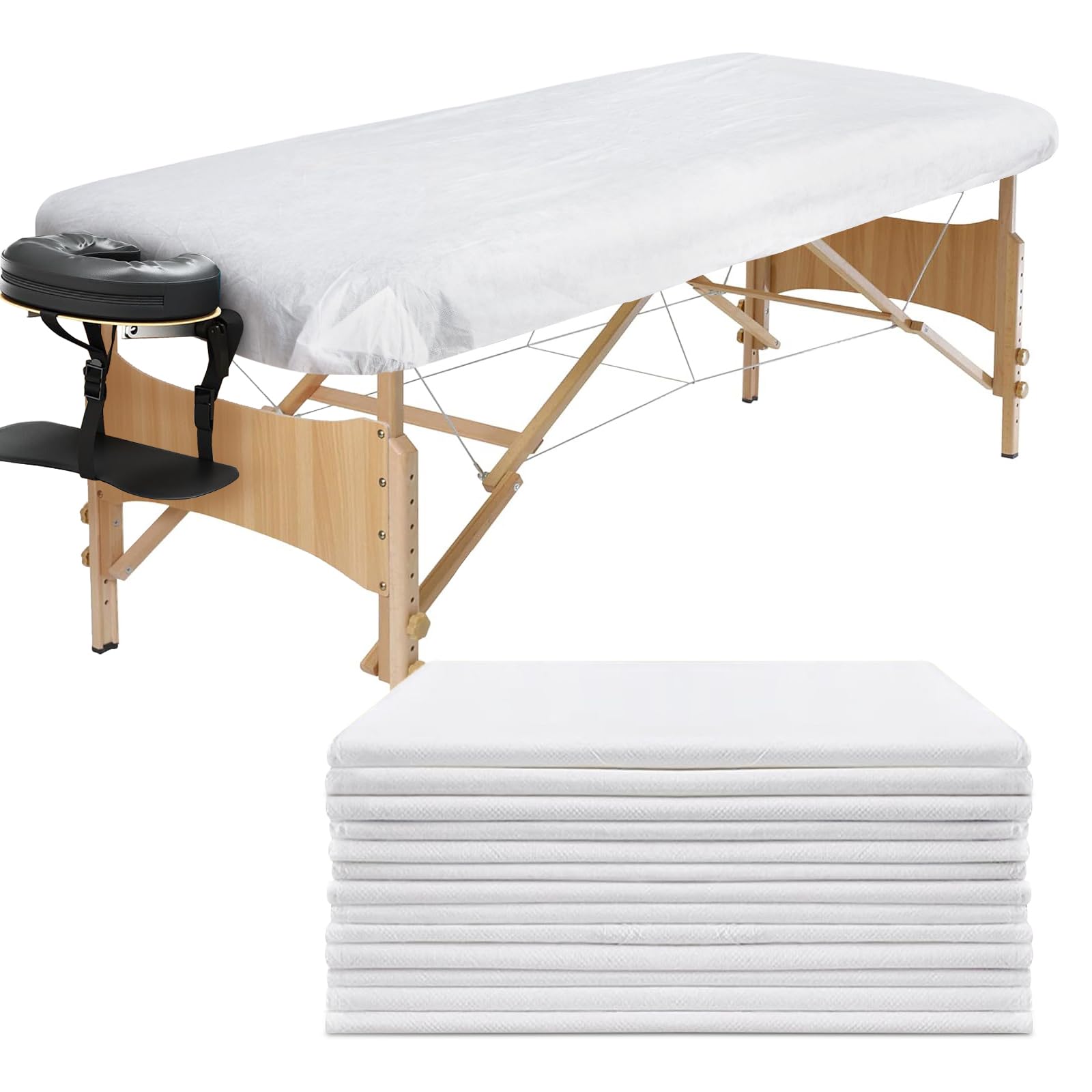 Lot de 30 Draps Housses Jetables pour Tables de Massage, 90 x 215 cm Housse Jetable pour Table de Massage, Draps Hygiéniques en Non-tissé pour Lits et Chaises Longues