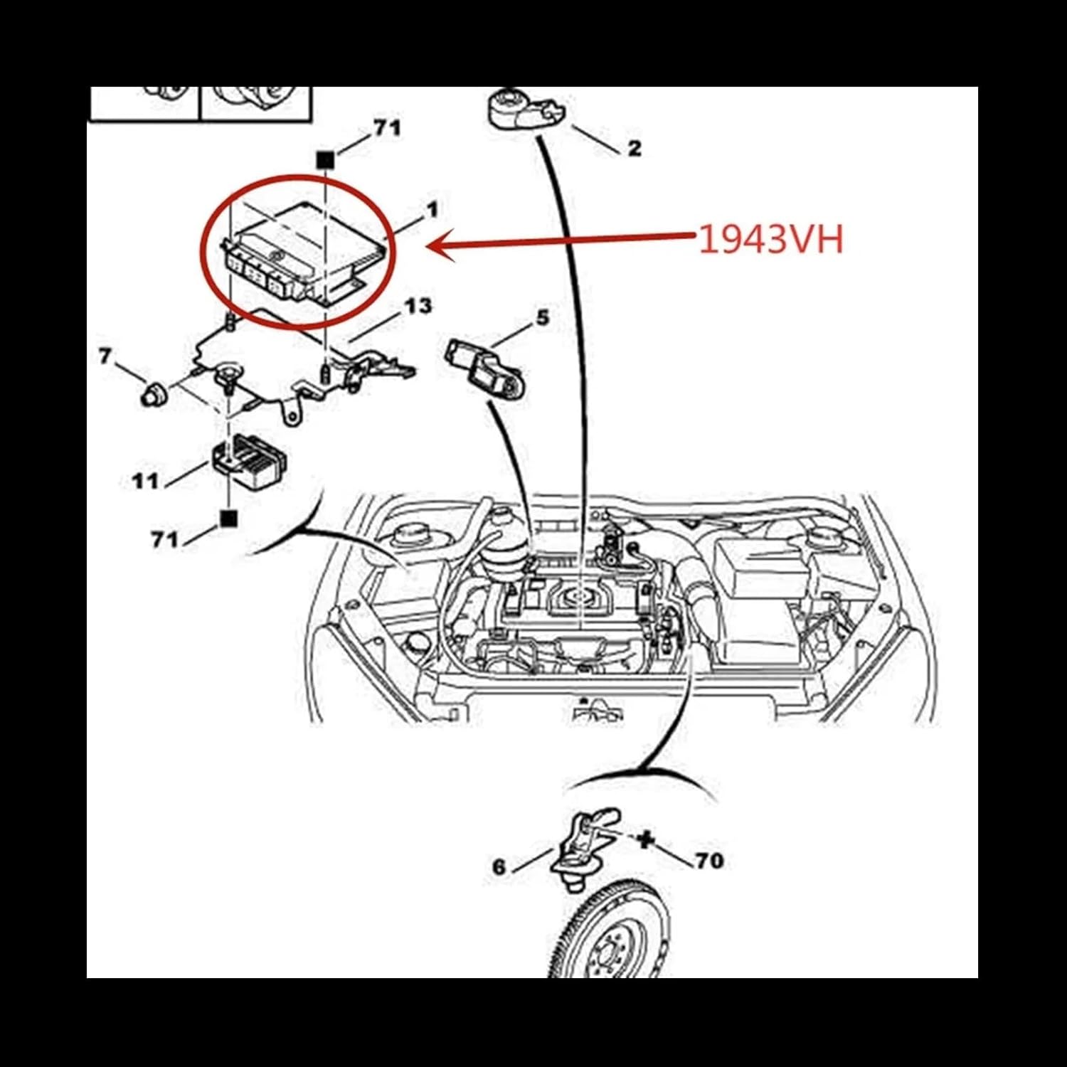 車のエンジンコンピュータ ECU エンジン制御モジュール 1943PE 1943PF