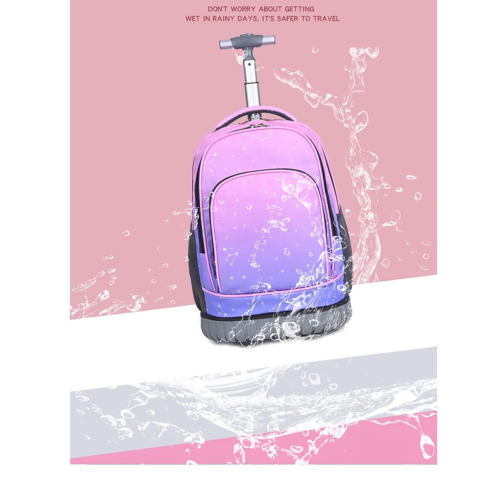 Zaino Trolley con Ruote per Studenti, impermeabile, Ragazzi Ragazze Zaino Trolley Rolling Zaino da viaggio, 32x21x46 cm