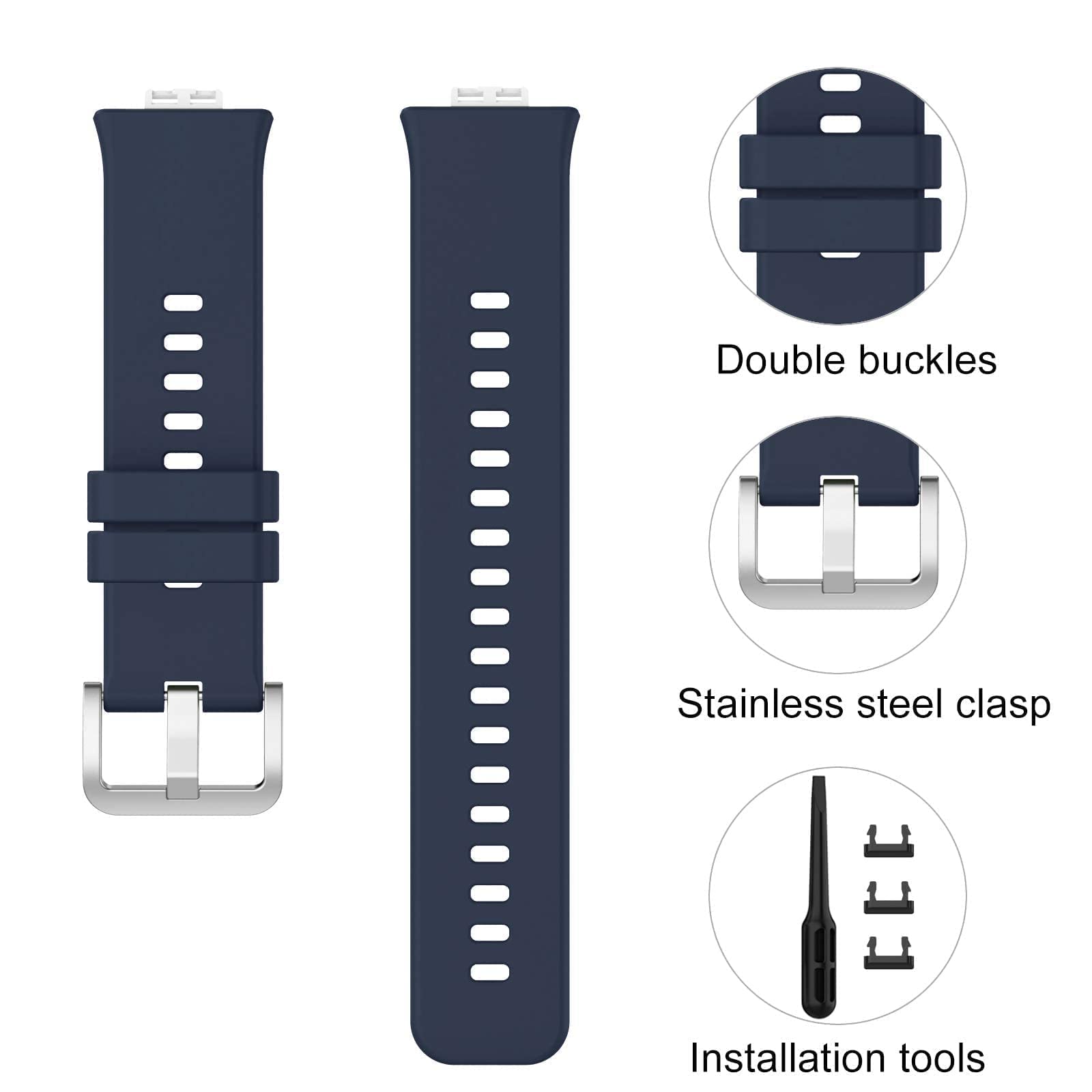 Wownadu Straps Compatible for HUAWEI WATCH FIT Strap Replacement for Women Men Silicone Sports WristBand Midnight blue Smart Watch Accessories,(No Watch) - Image 2