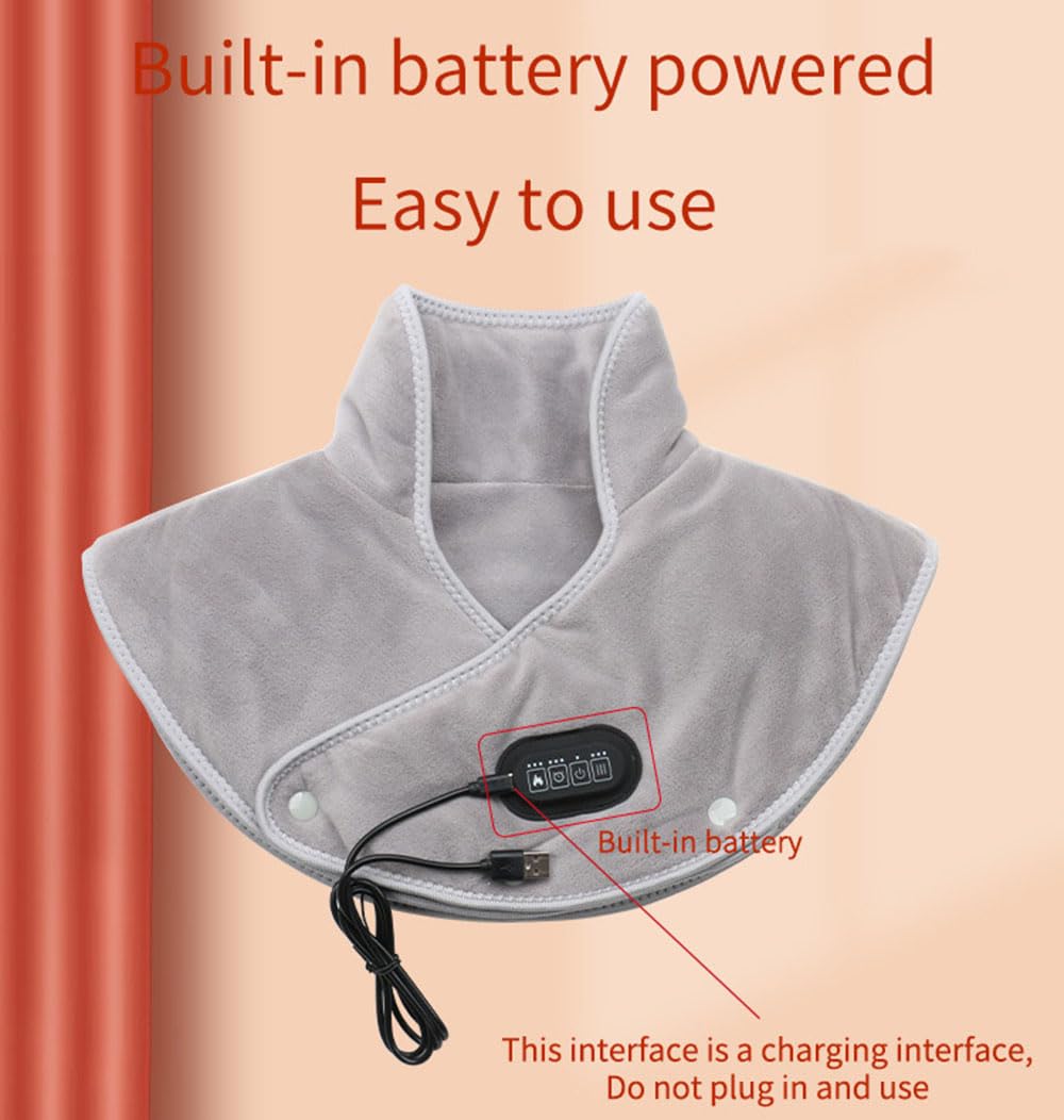 Almohadilla térmica para cuello y hombros con batería de 5000 mAh, 3 niveles de calefacción para hombro, cuello, espalda, alivio del dolor, almohadilla térmica para hombres, mujeres, personas mayores