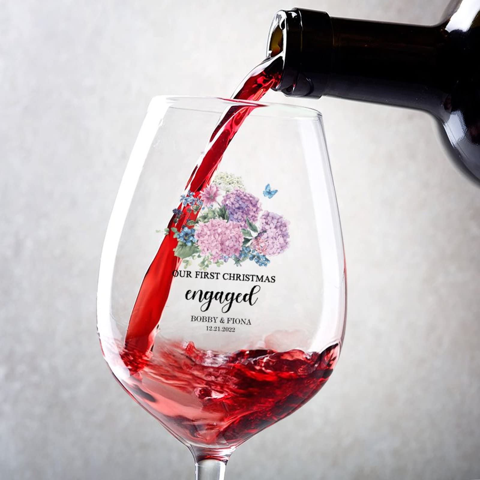 Verres à vin personnalisés pour fiançailles, mariage et cadeau Saint-Valentin 325ml