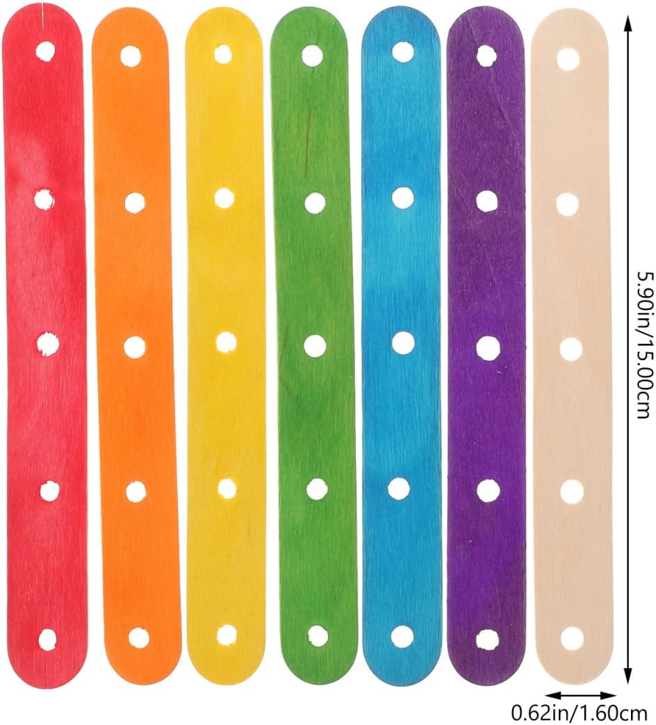 100PCS DIY Popsicle Stick Wood Sticks with Holes Toy Labels Model Accessories Materials Plant Child
