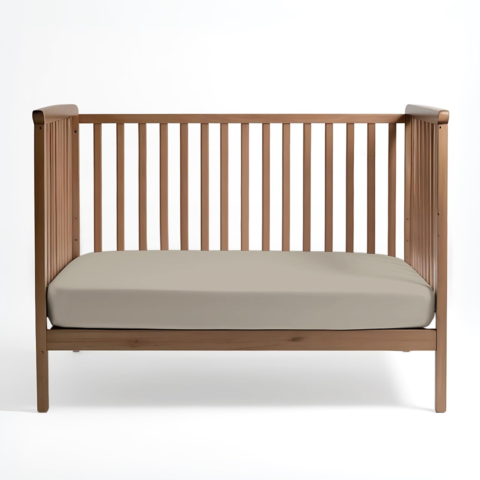 Pizuna Simply Taupe 100% Cotton Fitted Crib Sheet 400 Thread Count Long Staple Cotton Fitted Crib Sheet 40X90 Cm, Sateen Weave 12 Cm Deep Fitted Sheets 1 Pc