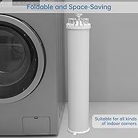 Vista 4 de RUMOSE Trípode de secado de ropa plegable y portátil, para ahorrar espacio, de aluminio, con 16 postes, plateado y blanco, para el suelo, plegable