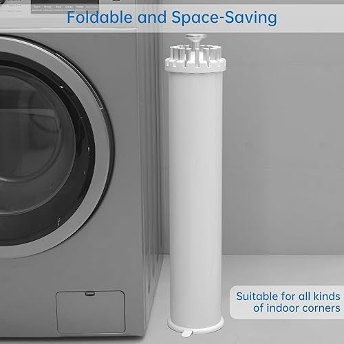 Miniatura 4 de RUMOSE Trípode de secado de ropa plegable y portátil, para ahorrar espacio, de aluminio, con 16 postes, plateado y blanco, para el suelo, plegable,