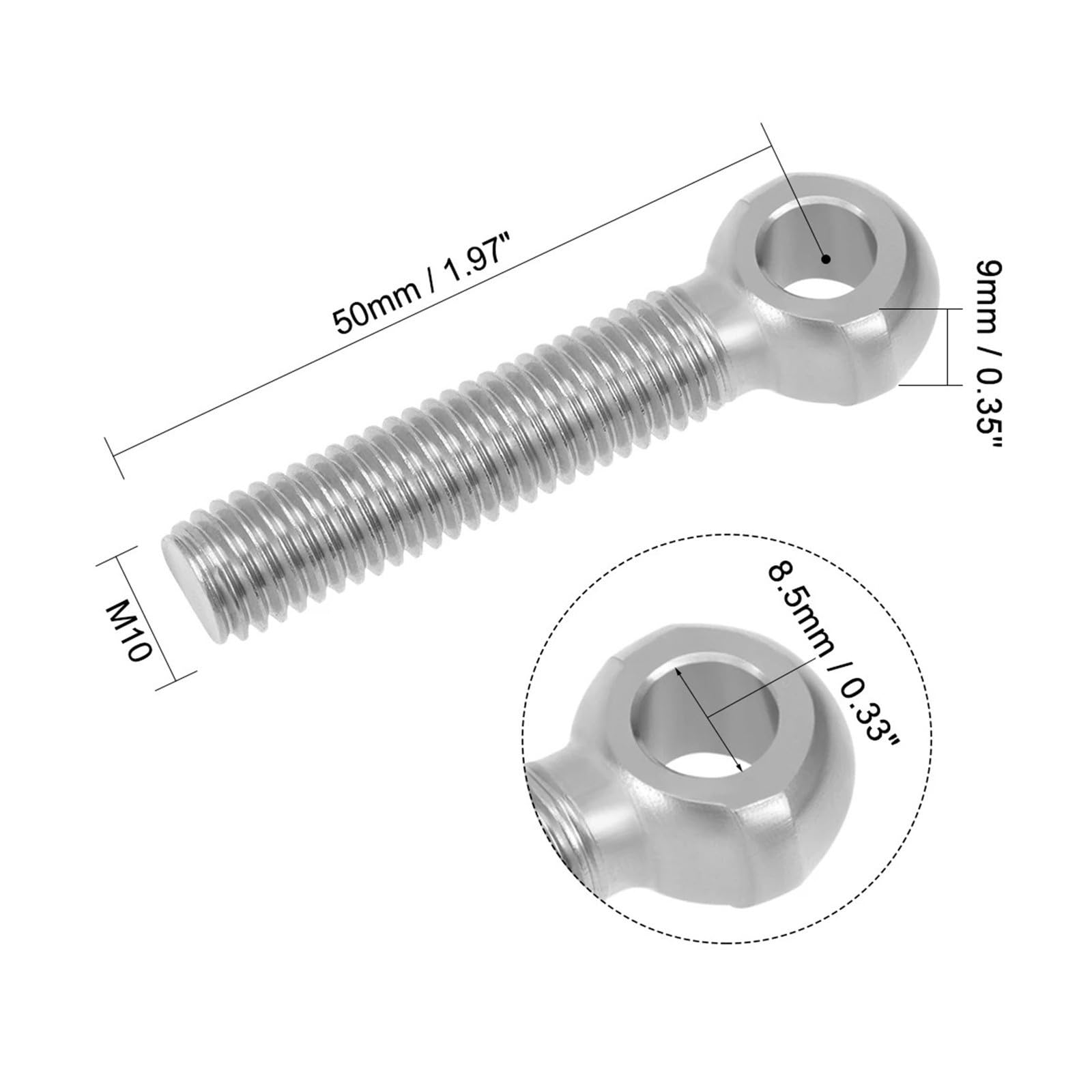2/5pcs Threaded Eye Bolts Machinery