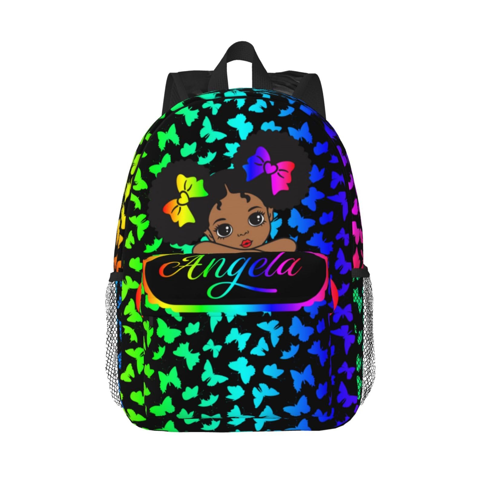 Custom Backpack for Girls with Name,Personalized Kids School Bookbag with Lunch Box butterfly girl,Customized Children Elementary Shoulder Bag