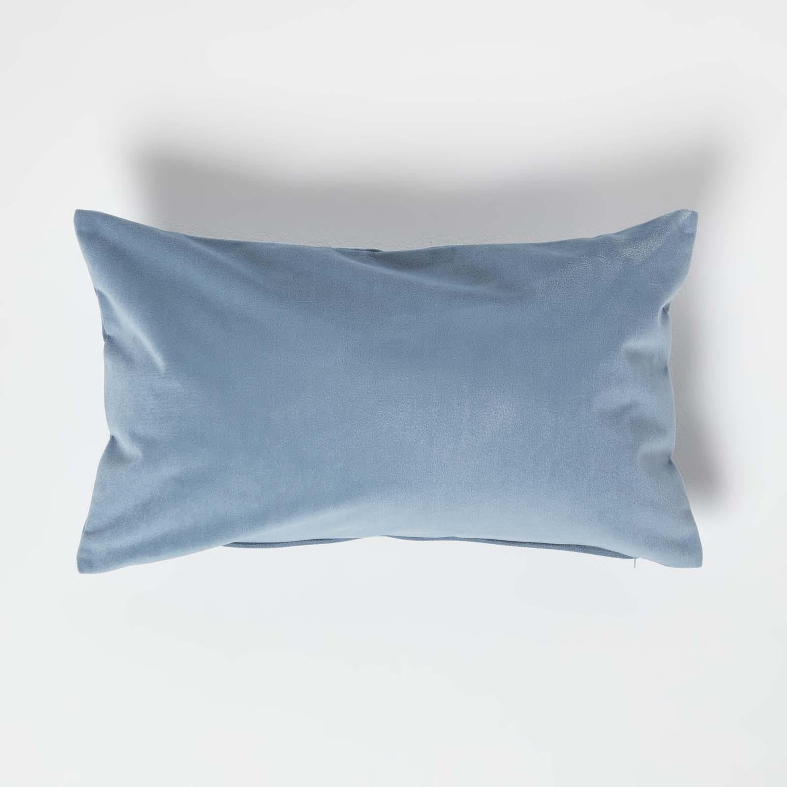 Homescapes Unisex Blue Luxury Soft Velvet Cushion In | Size: 30 Cm X 50 Cm