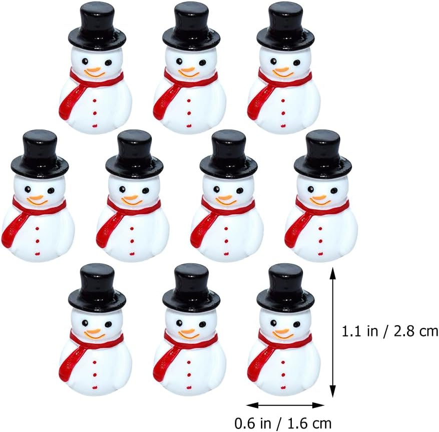 SAFIGLE 20Pcs Mini Snowman Figurines: 2 Types Christmas Tiny Resin Snowman Decoration with Top Hat Xmas Micro Landscape Ornament - Mini Garden Dollhouse Accessories for Xmas Winter Party - Image 2